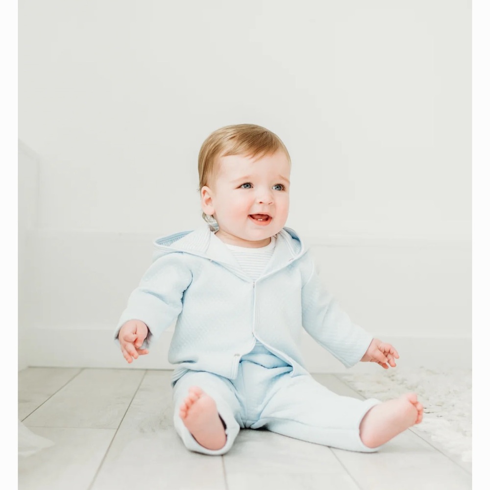 Quilted Pima cotton three-piece baby boy set